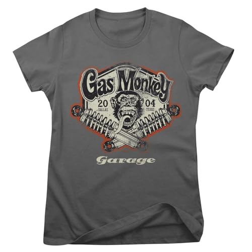 Gas Monkey Garage Offizielles Lizenzprodukt Spring Coils Frauen T-Shirt (Dunkelgrau), X-Large von Gas Monkey Garage
