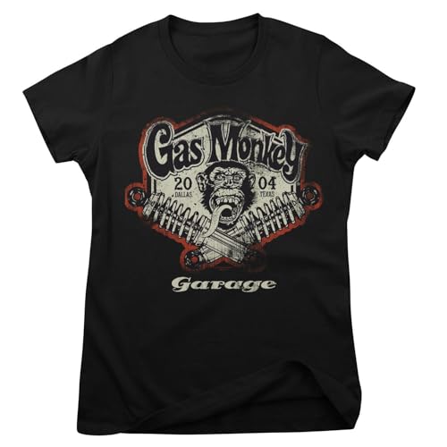 Gas Monkey Garage Offizielles Lizenzprodukt Spring Coils Frauen T-Shirt (Schwarz), X-Large von Gas Monkey Garage