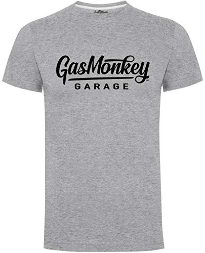 Gas Monkey Garage T-Shirt Large Script Logo Grey-L von Gas Monkey Garage