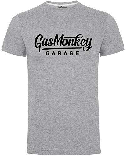 Gas Monkey Garage T-Shirt Large Script Logo Grey-XL von Gas Monkey Garage