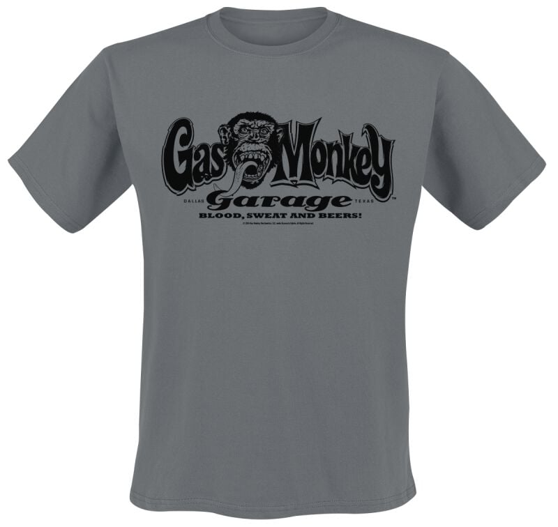 Gas Monkey Garage T-Shirt - Logo - S bis XXL - für Männer - Größe S - grau  - Lizenzierter Fanartikel von Gas Monkey Garage