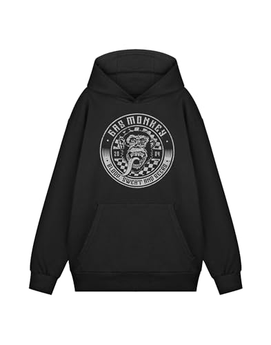 Gas Monkey Herren Kapuzenpullover | Kapuzenpullover mit Checkerboard-Blut-, Schweiß- und Biergrafik für Erwachsene in Schwarz | Distressed American Garage Mechanic Custom Motors Apparel Pullover Gas Monkey Herren Kapuzenpullover | Kapuzenpullover mit Checkerboard-Blut-, Schweiß- und Biergrafik für Erwachsene in Schwarz | Distressed American Garage Mechanic Custom Motors Apparel Pullover von Gas Monkey Garage