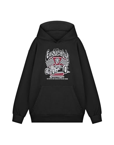 Gas Monkey Herren Kapuzenpullover | Kapuzenpullover mit Checkerboard-Race-Flaggen-Grafik für Erwachsene in Schwarz | Distressed American Garage Mechanic Custom Motors Hot Rod Apparel Pullover Gas Monkey Herren Kapuzenpullover | Kapuzenpullover mit Checkerboard-Race-Flaggen-Grafik für Erwachsene in Schwarz | Distressed American Garage Mechanic Custom Motors Hot Rod Apparel Pullover von Gas Monkey Garage