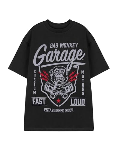 Gas Monkey Herren T-Shirt | Erwachsene Fast & Loud Kurzarm-Grafik-T-Shirt in Schwarz | Distressed American Garage Mechanic Custom Motors Casual Fit Bekleidungsoberteil | GMG-Auto-Merchandise-Geschenk von Gas Monkey Garage