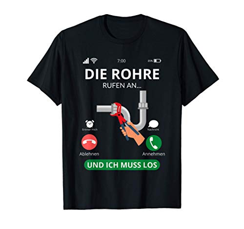 Herren Klempner Installateur Shirt - Die Rohre rufen T-Shirt von Gas Wasser Installateur Geschenke