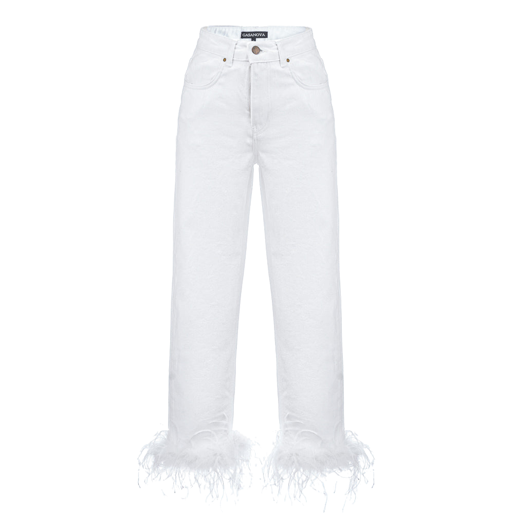Jeans With Boa - White - XXL - Gasanova - Jeans von Gasanova