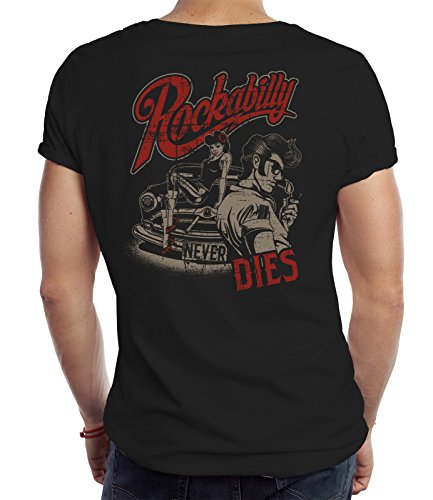 Biker T-Shirt Racer Design: Rockabilly Never Dies XL von Gasoline Bandit