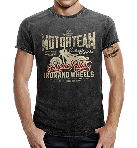 Biker T-Shirt im Washed Jeans Look: Motor Team 4XL von Gasoline Bandit