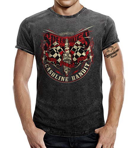 Biker T-Shirt im Washed Jeans Look: Speed Spark XL von Gasoline Bandit