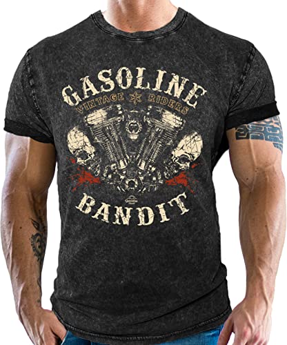 Biker T-Shirt im Washed Jeans Look: Vintage Rider L von Gasoline Bandit