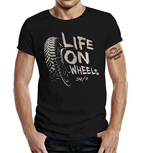 Classic Biker Motorrad Herren T-Shirt: Life on Wheels Classic Biker Motorrad Herren T-Shirt: Life on Wheels von Gasoline Bandit