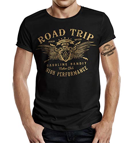 Cooles Herren T-Shirt für Motorradfahrer: Road Trip von Gasoline Bandit