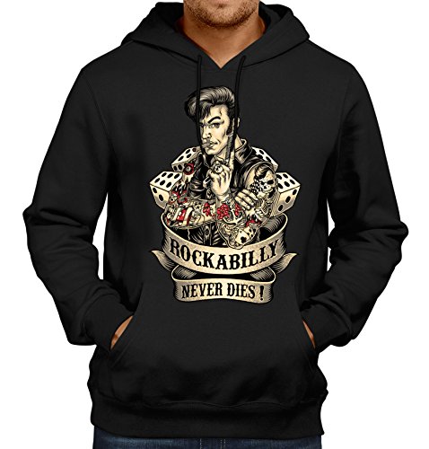 GASOLINE BANDIT® Design - Rockabilly Biker Racer Kapuzen-Pullover: Rockabilly Never Dies-S von Gasoline Bandit
