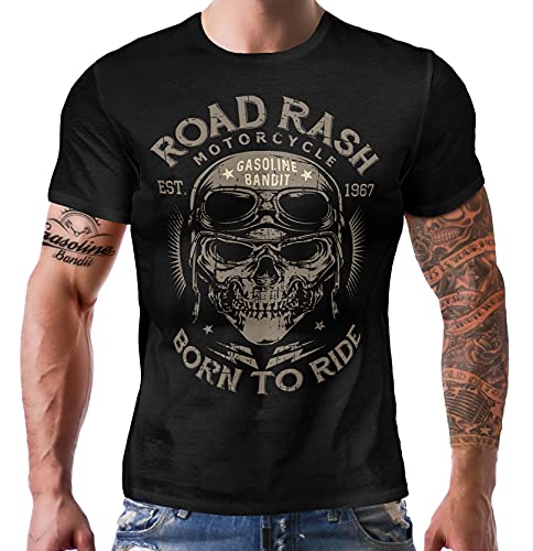 GASOLINE BANDIT Original Biker Racer Herren T-Shirt: Road Rash - Born to Ride - Für Motorradfahrer von Gasoline Bandit