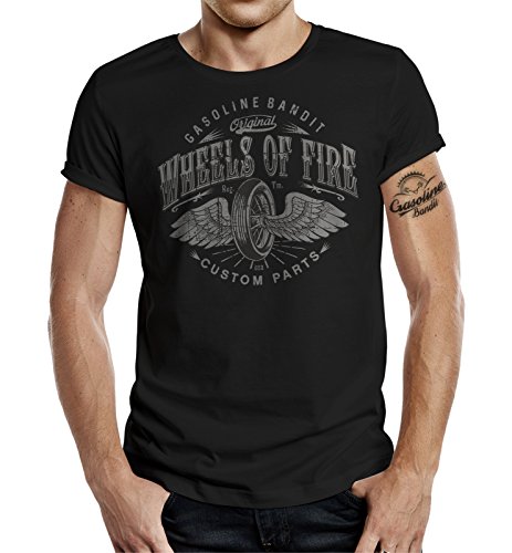 GASOLINE BANDIT Original Biker Racer T-Shirt: Wheels on fire von Gasoline Bandit