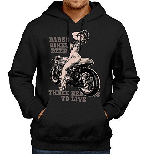 GASOLINE BANDIT Original Rockabilly Biker Racer Kapuzen-Pullover: Beer Babes Bikes-M von Gasoline Bandit