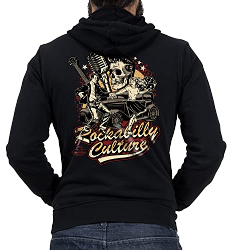 Gasoline Bandit Rockabilly Biker Racer Kapuzen-Jacke Zip-Hoodie für Motorradfahrer Rockn Roll Culture von Gasoline Bandit