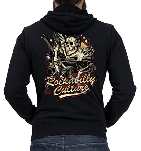 GASOLINE BANDIT Rockabilly Biker Racer Kapuzen-Jacke Zip-Hoodie für Motorradfahrer Rockn Roll Culture von Gasoline Bandit