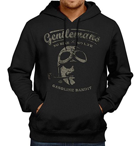 Gasoline Bandit® Design - Rockabilly Biker Racer Kapuzen-Pullover: Gentlemans No Bike No Life-M von Gasoline Bandit