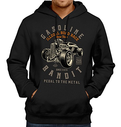 Gasoline Bandit® Design - Rockabilly Biker Racer Kapuzen-Pullover: Illegal Road Race-M von Gasoline Bandit