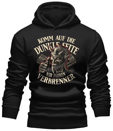 Gasoline Bandit Biker Racer Herren Kapuzen-Pullover-Hoodie: Komm auf die dunkle Seite - Wir Fahren Verbrenner von Gasoline Bandit