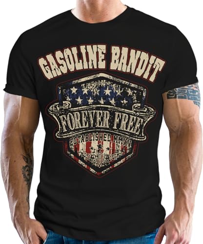 Gasoline Bandit Herren T-Shirt - Forever Free Big Size Print USA Flagge von Gasoline Bandit