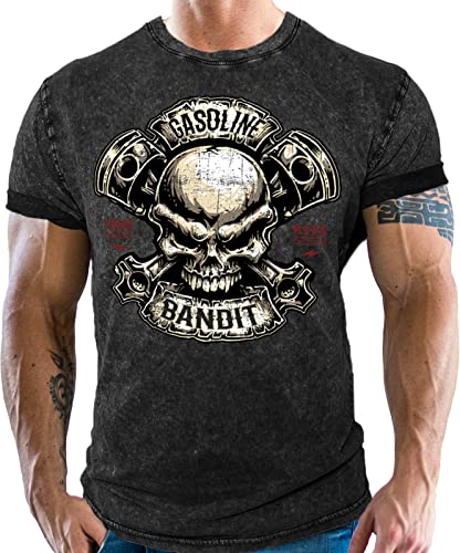 Gasoline Bandit Biker Racer Herren T-Shirt für Motorradfahrer im Vintage Used Look - Piston Skull Gasoline Bandit Biker Racer Herren T-Shirt für Motorradfahrer im Vintage Used Look - Piston Skull von Gasoline Bandit