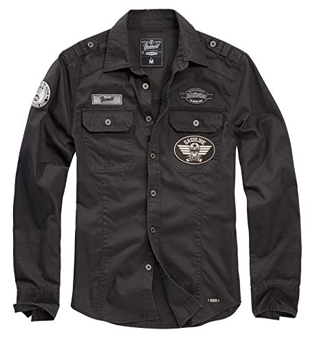 Gasoline Bandit Biker Racer Worker Vintage Used Look Hemd mit Patches M von Gasoline Bandit