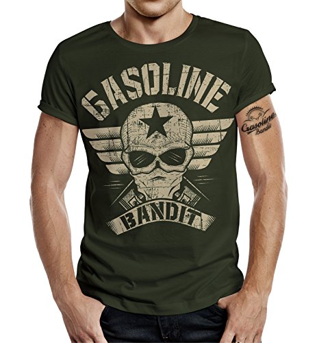 Gasoline Bandit Biker T-Shirt original Design Big-Size Print: Bandit Wing Oliv 3XL von Gasoline Bandit