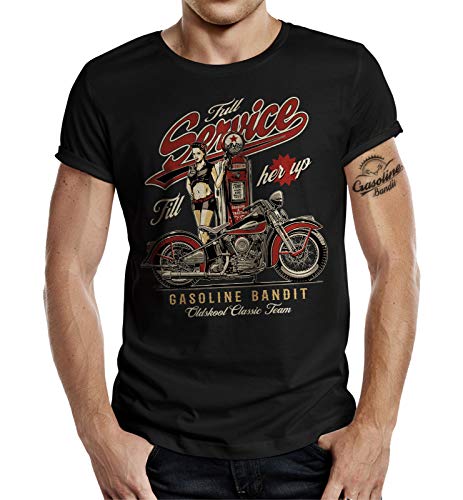 Gasoline Bandit Classic Biker Herren T-Shirt für Motorradfahrer: Full Service Fill Her Up von Gasoline Bandit