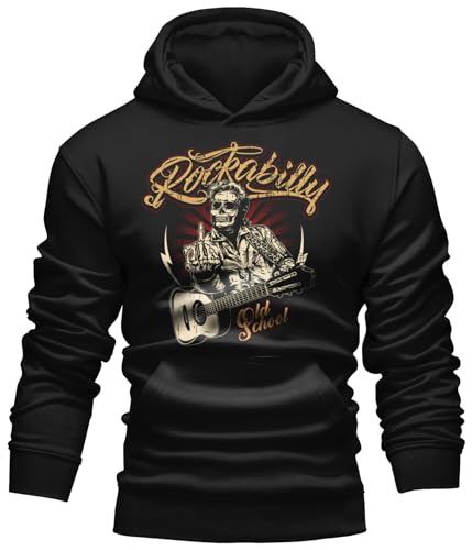 Gasoline Bandit Herren Kapuzen-Pullover-Hoodie für Rockabilly und Rock'n Roll Fans: Old School von Gasoline Bandit