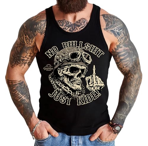 Gasoline Bandit Original Biker Racer Herren Muskel-Shirt:Tank-Top: Just Ride - Für Motorradfahrer von Gasoline Bandit