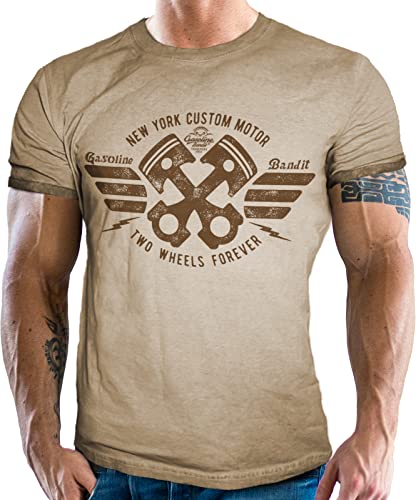 Gasoline Bandit Original Biker Racer Herren T-Shirt für Motorradfahrer: Classic Motorcycle im Used Vintage Look von Gasoline Bandit