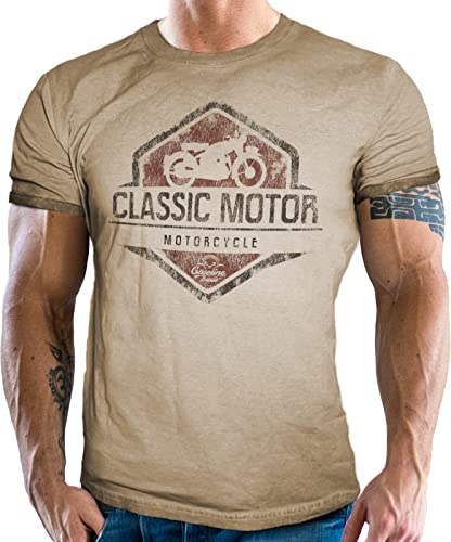Gasoline Bandit Original Biker Racer Herren T-Shirt für Motorradfahrer: Classic Motorcycle im Used Vintage Look von Gasoline Bandit