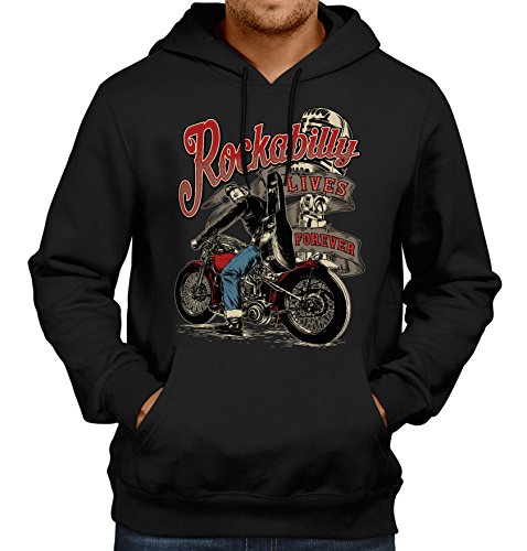 Gasoline Bandit Original Rockabilly Biker Racer Kapuzen-Pullover: Rockabilly Lives Forever-L von Gasoline Bandit