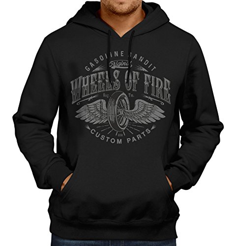 Gasoline Bandit Original Rockabilly Biker Racer Kapuzen-Pullover: Wheels of Fire-M von Gasoline Bandit