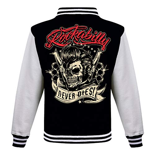 Gasoline Bandit Rockabilly Baseball College Jacke - Never Dies 2XL von Gasoline Bandit