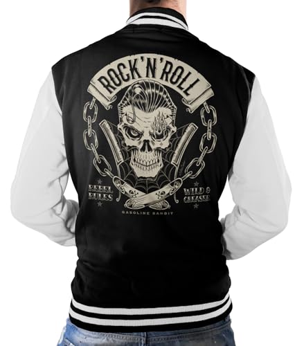 Gasoline Bandit Rockabilly Baseball College Jacke - Rock'n Roll Rebel Rules von Gasoline Bandit