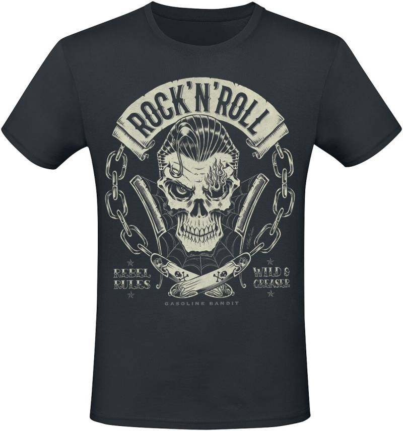 Gasoline Bandit - Rockabilly T-Shirt - Rebel Rules - S bis 4XL - für Männer - Größe XXL - schwarz Gasoline Bandit - Rockabilly T-Shirt - Rebel Rules - S bis 4XL - für Männer - Größe XXL - schwarz von Gasoline Bandit