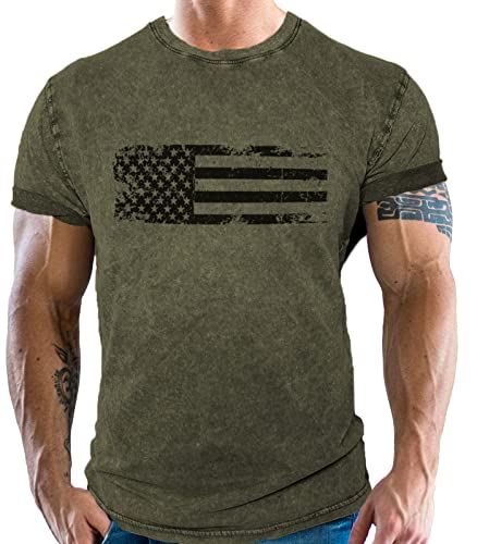 Gasoline Bandit US Army T-Shirt: USA Flag Vintage Washed Jeans Look XL von Gasoline Bandit
