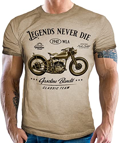 Gasoline Bandit Vintage Retro Biker T-Shirt Used Look - Legends Never Die - Oldtimer XL Gasoline Bandit Vintage Retro Biker T-Shirt Used Look - Legends Never Die - Oldtimer XL von Gasoline Bandit