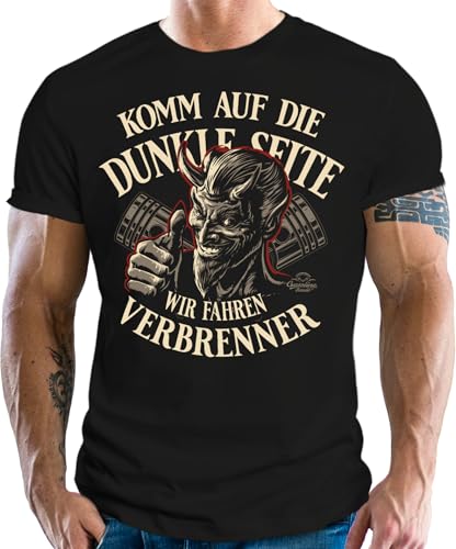 Herren T-Shirt für US-Cars Classic Auto Oldtimer Fans - Komm auf die dunkle Seite- Wir Fahren Verbrenner von Gasoline Bandit