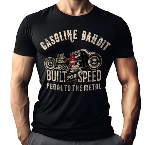 Hot Rod Racer Rockabilly Herren T-Shirt: Pedal to The Metal von Gasoline Bandit