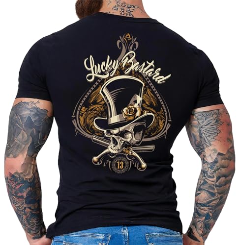 Old School Rockabilly Gambler Herren T-Shirt - Lucky Bastard von Gasoline Bandit