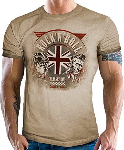 Rockabilly Biker Vintage Used Look T-Shirt: UK Rock'n Roll Rockabilly Biker Vintage Used Look T-Shirt: UK Rock'n Roll von Gasoline Bandit