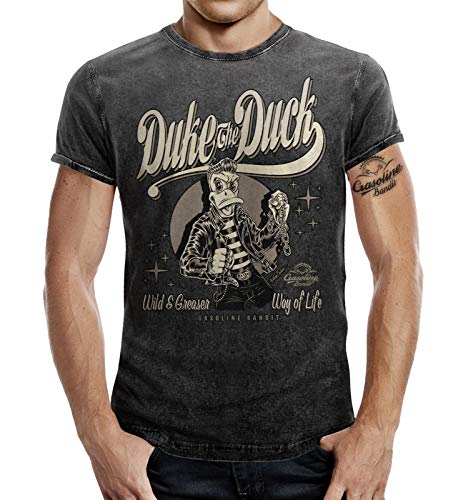 Rockabilly Greaser T-Shirt im Washed Jeans Look: Duke The Duck 3XL von Gasoline Bandit