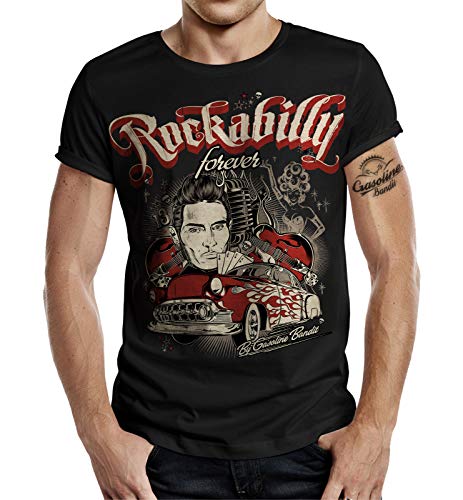 Rockabilly Rock' Roll Herren T-Shirt: Rockabilly Forever - Originaldesign by David Vicente - Big Size Print von Gasoline Bandit