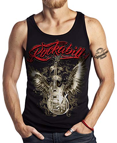 Rockabilly Tank Top Muskel-Shirt: Winged Guitar 2XL von Gasoline Bandit