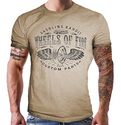 T-Shirt Vintage Washed Jeans Look - Wheels of Fire L von Gasoline Bandit