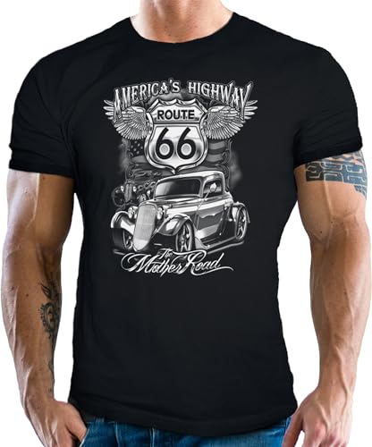 T-Shirt für Hotrod US-Car Muscle-Car Fans: Americas Highway von Gasoline Bandit